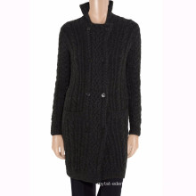 15PKCAS35 women winter warm cable fashion wool cashmere coat